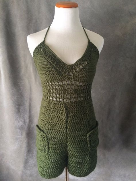 Crochet Romper Adult, Crochet Jumpsuit, Jumper Crochet, Crochet Converse, Crochet Jumpsuits, Crochet Romper, Crochet Pants, Crochet Halter, Crochet Vest