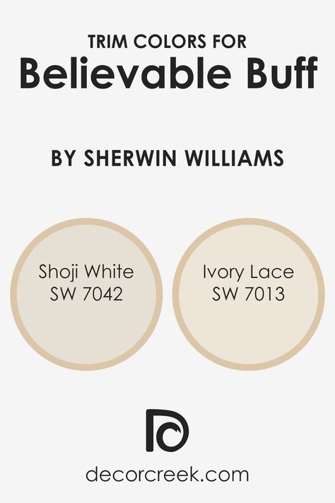 What are the Trim colors of Believable Buff SW 6120 by Sherwin Williams? Sw Ivory Lace, Ivory Lace Sherwin Williams, Yellow Paint Colors, Shoji White, Yellow Painting, Trim Color, Ivory Lace, Finishing Basement, Sherwin Williams