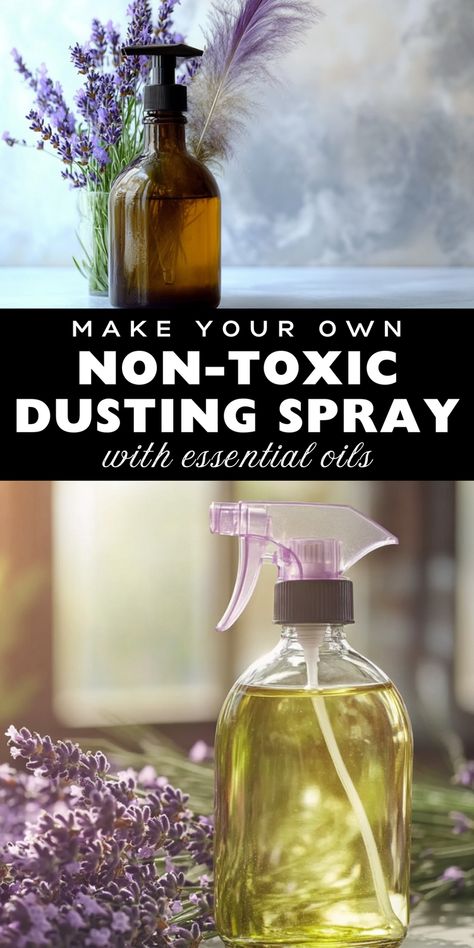 Make your own non-toxic dusting spray with essential oils. This DIY recipe is perfect for keeping your home clean and fresh without harmful chemicals. Save this pin for a simple and natural homemade cleaning spray! Home Made Dusting Spray, Non Toxic Room Spray, Diy Cleaners With Essential Oils, Homemade Room Spray Recipes, Diy Dusting Spray To Repel Dust, Dust Spray Diy, Make Your Own Cleaning Products, Diy Dust Repelling Spray, Dusting Spray Diy