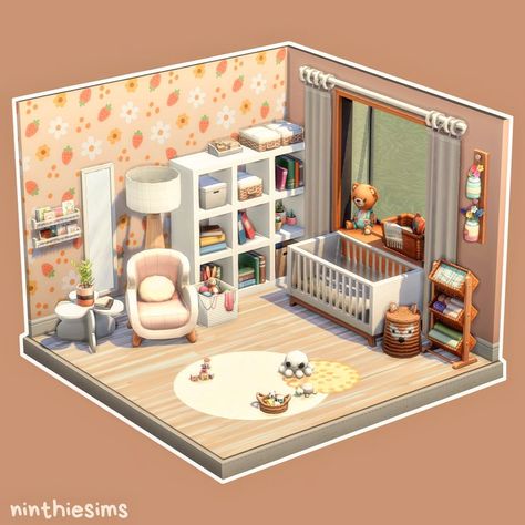 Infant Nursery👧🏻 Hello! This is my entry for #simplyinfantchallenge hosted by @simplysimhome 🫶🏻 Hope you like it!🍼 Available on the… | Instagram Base Game Nursery Sims 4, Cute Sims 4 Rooms No Cc, Sims 4 Entry Way Ideas No Cc, Sims Nursery Base Game, Aesthetic Sims 4 House Interior, Nursery Ideas Sims 4, Sims 4 Infant Room No Cc, Sims Build Hacks, Sims 4 Maxis Match Nursery