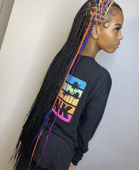 Pinterest: @diormaddiee💗 #hairideas #cutehairstyle #easyhairstyle Blue Braids For Black Women, Balayage Brunette To Blonde, Blue Braids, Braids For Black, Color Streaks, Cute Braided Hairstyles, European Hair, Cute Box Braids Hairstyles, Beautiful Braids