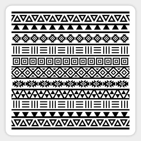 Aztec style pattern in black detail on a white background -- Choose from our vast selection of stickers to match with your favorite design to make the perfect customized sticker/decal. Perfect to put on water bottles, laptops, hard hats, and car windows. Everything from favorite TV show stickers to funny stickers. For men, women, boys, and girls. Aztec Pattern Drawing, Aztec Pattern Art, Native American Tattoo, Wood Burning Stencils, Trendy Artwork, Navajo Pattern, Illustration Simple, Easy Drawing Tutorial, Aztec Style