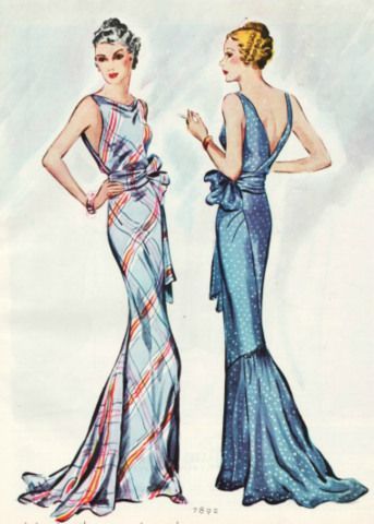 McCall 7892 1934 Evening Dress Sewing Patterns, Dress Low Back, 1930 Fashion, Patron Vintage, 1930's Fashion, 30s Fashion, Vintage Dress Patterns, 1930s Fashion, Vintage Couture