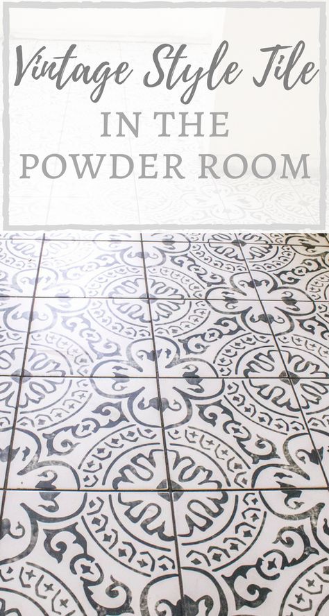 New Tile in the Powder Room! – Simply Beautiful By Angela Powder Room Tile, Room Tiles Floor, Room Floor Tiles, Couples Decor, Black And White Tiles, Encaustic Tile, Flooring Store, Rooms Reveal, Tile Stores