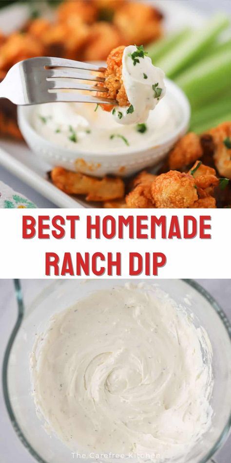 This Hidden Valley Ranch Dip recipe with sour cream and cream cheese takes a matter of minutes to make and uses just 3 ingredients. It’s super creamy and perfect for dipping fresh veggies, tortilla chips, and crackers. #thecarefreekitchen #ranch #hiddenvalleyranch #dip #colddip #ranchdip #appetizer #quickandeasy #gameday Dipping Ranch Recipe, Homemade Ranch Dip With Sour Cream, Sour Cream Ranch Dip, Ranch Dip Recipe Sour Cream, Ranch Dressing Dip Recipes, Hidden Valley Ranch Dip Recipe Sour Cream, Hidden Valley Ranch Dip Recipe, Ranch Veggie Dip Recipe, Hidden Valley Ranch Veggie Dip