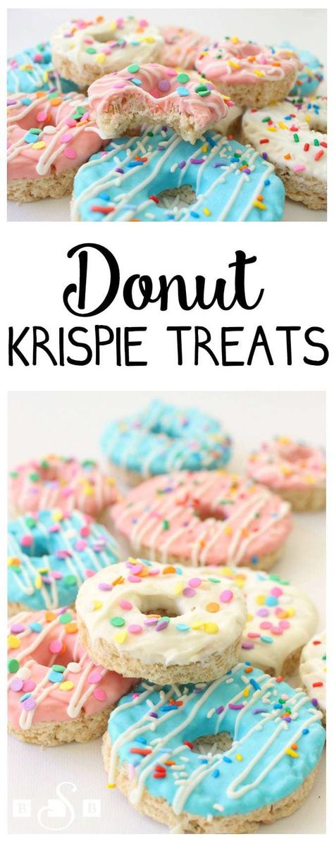 Bar Treats, Rice Krispies Recipe, Doughnut Party, Donut Themed Birthday Party, Kids Baking, Birthday Donuts, Donut Birthday Parties, Krispies Treats, Cereal Treats