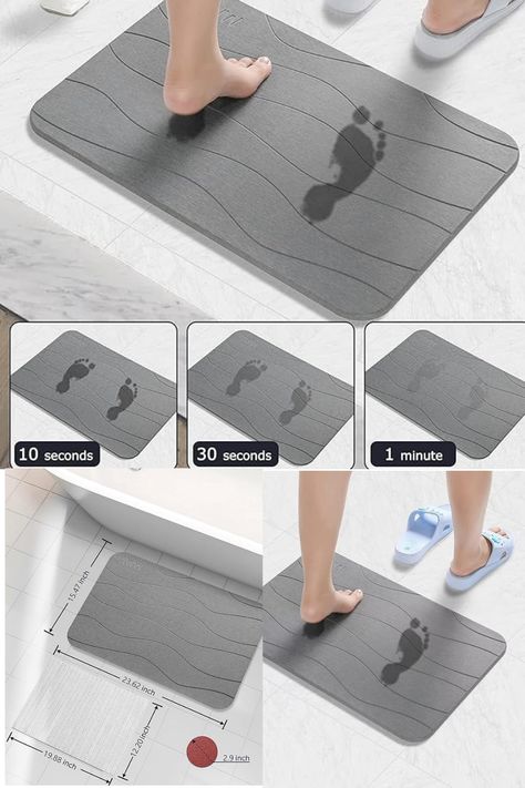 AWW Stone Bath Mat Large, Non-Slip Diatomite Stone Bath Mat, Quick Drying Bath Mat Stone Absorbing, Super Absorbent Diatomaceous Earth Bath Mat for Bathroom Kitchen, Easy to Clean 23.62x15.47, Gray Gray Bathtub, Stone Bath Mat, Bathtub Mats, Stone Bath, Diatomaceous Earth, Bike Rack, Bathroom Mats, Bath Mat, Quick Dry