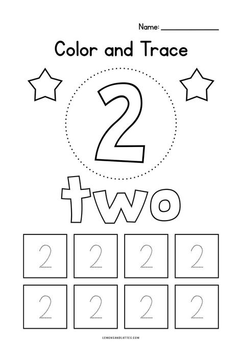 Number 2 Activities, 123 Worksheets, Tracing For Preschool, Fall Preschool Worksheets, Square Numbers, Numbers English, Kids Learning Numbers, Trace Numbers, Number Activities Preschool