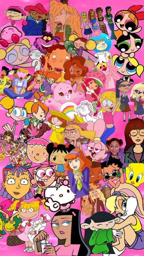 2000 Cartoon Tattoo, 90’s Cartoon, Old School Cartoons The 90s, Cartoon Collage Wallpaper, Early 2000s Background, 2000s Cartoons Aesthetic, 2000s Cartoon Characters, 90s Cartoon Art, Early 2000s Aesthetic Wallpaper