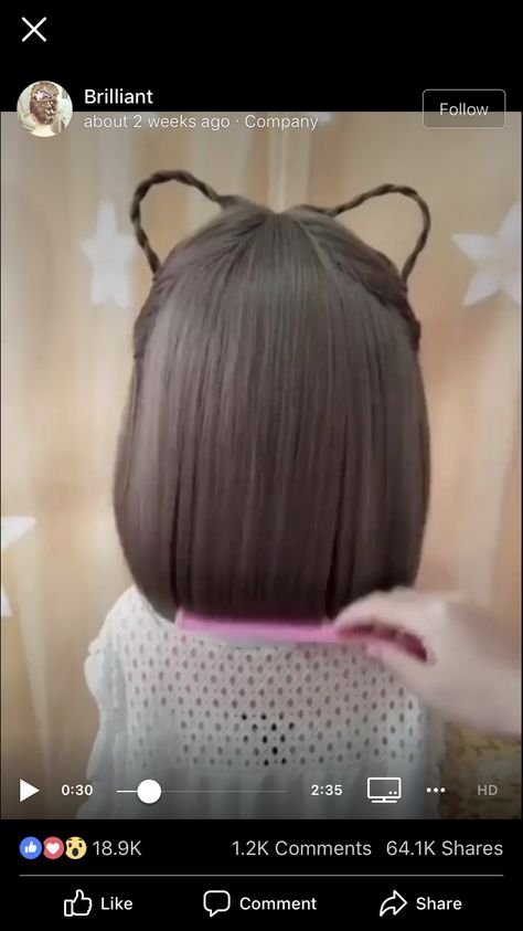 Cat Ears Hairstyle, Make Cat Ears, Hair Patterns, Facebook Video, Clothing Ideas, Cat Ears, Braids, Hair Color, Hair Styles