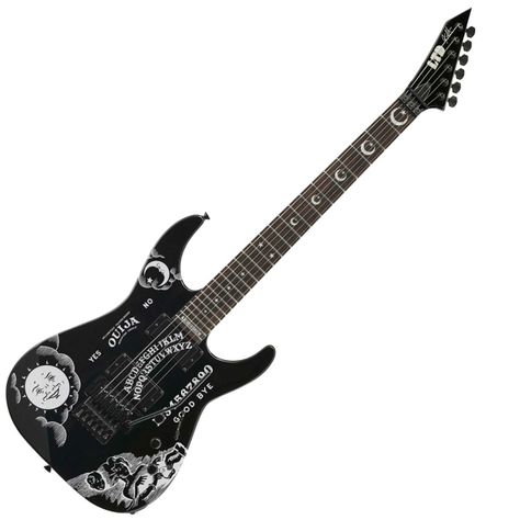 ESP KH2 Ouija Kirk Hammett Guitar, Kirk Hammett Signature Guitar, Kirk Hammett Guitars, Flaming Guitar, Electrical Guitar, Sick Guitars, Esp Guitars, Signature Guitar, Electric Guitar Design