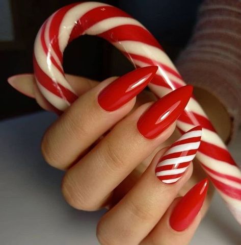 Red And White Nails, Unghie Sfumate, Red Christmas Nails, Christmas Gel Nails, Christmas Nails Acrylic, Festival Nails, Xmas Nails, Christmas Nail Designs, Fancy Nails