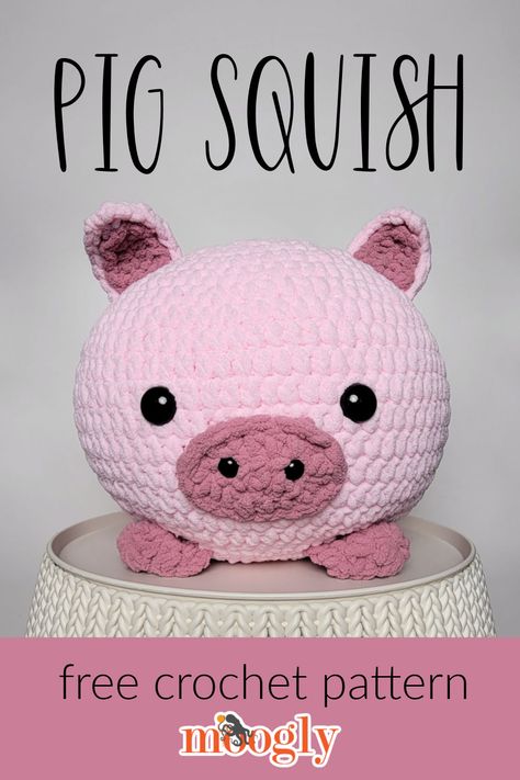 Crochet Pig Plushie Pattern, Cow Squish Crochet, Crocheted Squishmallows Pattern, Free Plush Pattern Crochet, Crochet Squash Mellow, Crochet Pig Squishmallow, Pink Cow Crochet Pattern Free, Crochet Lovely Patterns Free, Crochet Squish Pattern Free