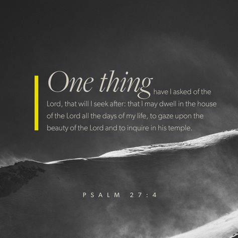 One thing have I asked of the Lord, that will I seek after... Psalms 27 4, Psalm 27 4, Imago Dei, House Of The Lord, Bible Verse Of The Day, Psalm 27, Soli Deo Gloria, Daily Bible Study, A Day In Life