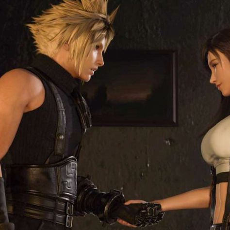 Cloud x Tifa matching Cloud X Tifa, Renee Bellerive, Cloud And Tifa, Crop Pictures, Match 3, Final Fantasy Vii, Matching Profile Pictures, Anime Poses Reference, Anime Poses