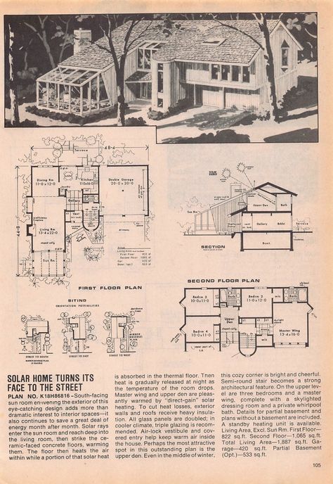 70s House Floorplan, House With Greenhouse Floorplan, 1970s House Plans, Mid Century Modern Floor Plans, Vintage Floorplans, Mid Century House Plans, Vintage Floor Plans, Mid Century Modern House Plans, 3d Floor Plans