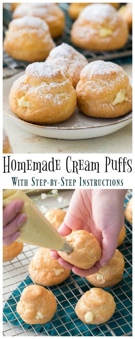 Pate A Choux Recipe, Choux Recipe, Cream Puffs Recipe Easy, Homemade Cream Puffs, Cream Puffs Easy, Easy Brownie, Cream Puff Recipe, How To Make Cream, Puff Recipe