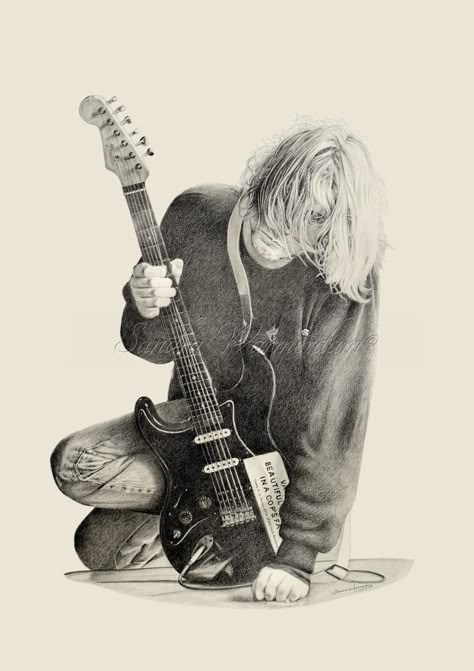 Kurt Contain Drawing, Kurt Cobain Art Drawing, Kurt Drawing, Kurt Cobain Drawing Sketch, Nirvana Tattoo Kurt Cobain, Kurt Cobain Tattoo Ideas, Kurt Cobain Fanart, Kurt Cobain Drawing, Nirvana Drawing