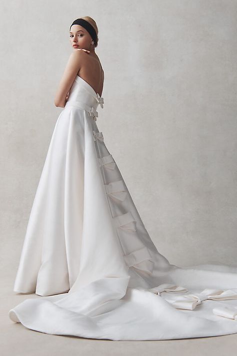 for BHLDN Penelope Strapless Bow-Back A-Line Wedding Gown Cathedral Train, Anthropologie Wedding, Viktor Rolf, Viktor & Rolf, Bow Back, A Line Gown, Bridal Designs, Designer Wedding Dresses, Wedding Gown