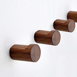 4 Pack Wooden Wall Hooks - Wall-Mounted Natural Wood Coat Hangers Simple Modern Handmade Minimalist Home Decor Wooden Pegs for Hanging Coats Hats Bags Towels Wooden Towel Hanger, Wall Pegs, Wood Coat Hanger, Wooden Coat Hooks, Wooden Wall Hooks, Coat Hangers, Towel Hanger, Wooden Pegs, Towel Hooks