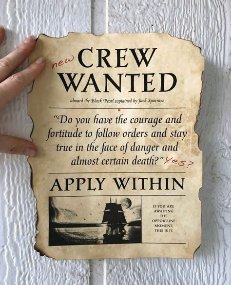 Crew Wanted Pirate Themed Gifts, Pirate Party For Adults, Pirate Party Ideas For Adults, Pirate Decorations Party, Pirate Adult Party, Pirates Of The Carribean Party, Pirate Themed Halloween Decorations, Pirates Of The Caribbean Theme Party, Pirates Of The Caribbean Decorations