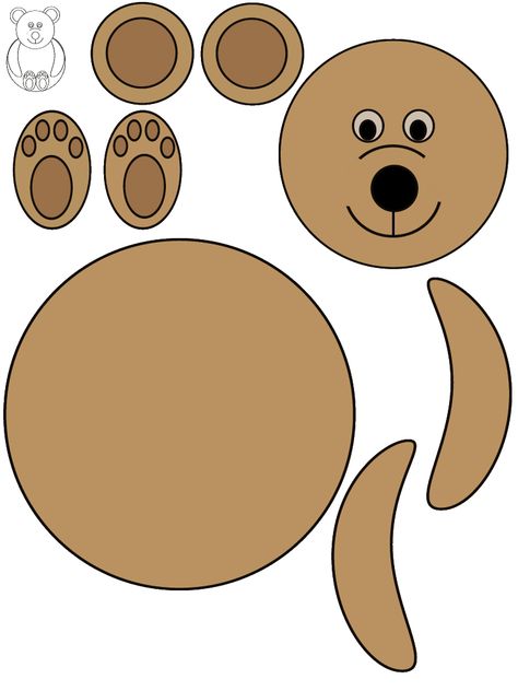 Teddy Bear Template: On CD, puppet or ornament Bear Preschool Craft, Bear Crafts Preschool, Teddy Bear Craft, Teddy Bear Printable, Teddy Bear Template, Bear Template, Bear Printable, Teddy Bear Crafts, Bear Craft