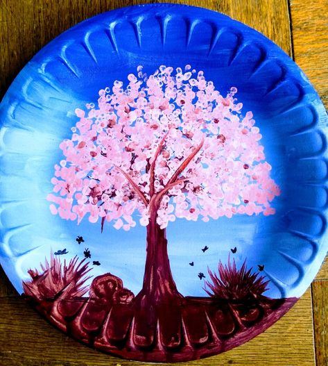 Cherry blossom painting,
DIY Paper plate painting,
One use plate painting, acrylic painting. Paper Plates Painting Ideas, Paper Plate Painting Ideas, Painting On Plates Acrylic, Drawing On Round Canvas, Ear Buds Painting, Flower Circle Painting, Paper Plate Painting, Drawing Umbrella, Flower Painting On Round Canvas