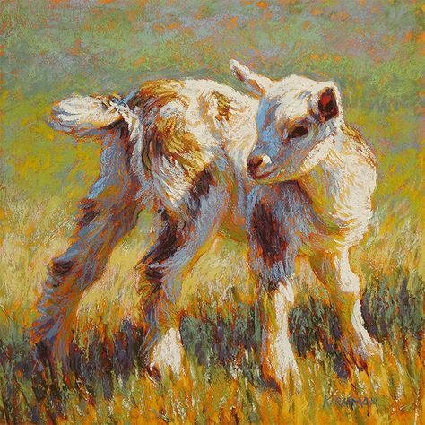 Goat Oil Paintings, Cute Goat Aesthetic, Cute Goat Art, Sheep Aesthetic, Goat Drawing, Goat Illustration, Goat Paintings, Baby Room Paintings, Sheep Paintings