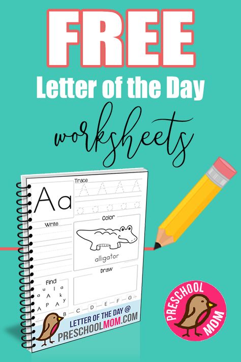 Preschool and Kindergarten children ready to learn the alphabet will love these Free daily Letter of the Day worksheets with a ton of activities! #preschoolmom #preschoolletteractivities #preschoolletterprintables #freepreschoolletterprintables Letter Of The Day Preschool, Letter Of The Day Activities, Preschool Letters Printables, Letter Activities Kindergarten, Letter Recognition Activities Preschool, Letter Recognition Kindergarten, Letter Of The Day, Letter Recognition Activities, Kindergarten Letters