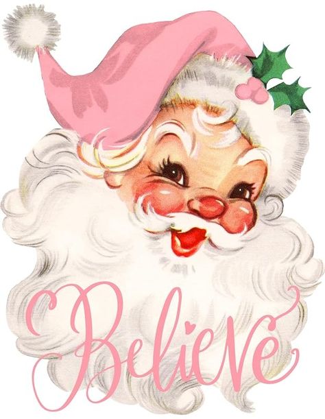 Amazon.com: Vintage Pink Santa, Believe, Santa, Christmas, Iron On Heat Transfer, T-Shirt Iron On, DYI Iron On Transfer #46 (Dark Color Fabric Transfer) : Handmade Products Santa Claus Gift Tags, Father Xmas, Decorative Paper Napkins, Pink Santa, Gift Toppers, Vintage Santa Claus, Santa Face, Pink Christmas Tree, Pink Candles