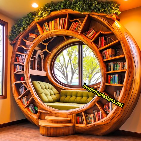 These Oversized Wooden Reading Nooks Make Every Story An Immersive Adventure Reading Nooks, Hobbit House, Cozy Reading Nook, Cozy Nook, Home Library, Bedroom Aesthetic, Cozy Corner, Book Nooks, Reading Nook