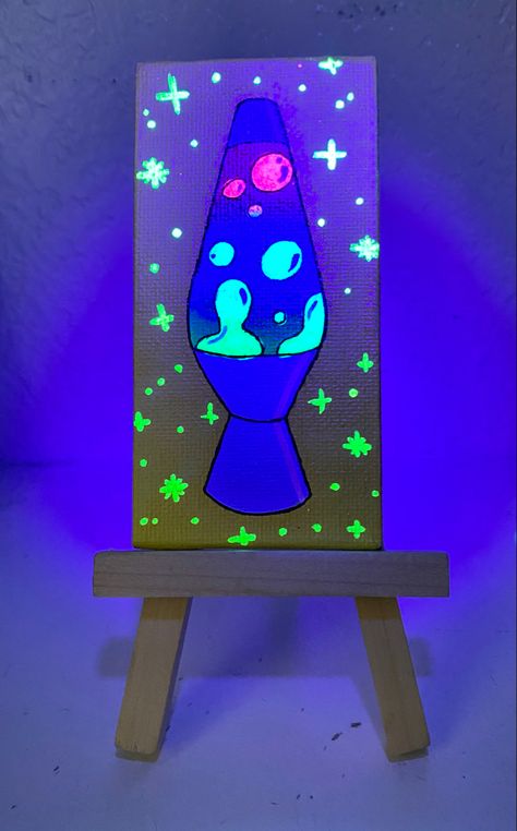 Handpainted lava lamp! Acrylic and neon paint <3 #neon #art #glowinthedark #artist #painting #paint Neon Glow Painting Canvas, Glow Painting Ideas, Trippy Crafts Diy Art Projects, Glow In The Dark Canvas Painting, Trippy Lava Lamp Painting, Lava Lamp Painting Canvas, Glow In The Dark Paint Ideas Canvas, Neon Acrylic Painting Ideas, Blacklight Drawings