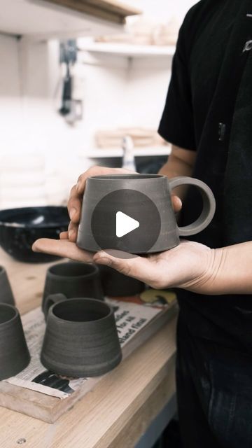 羅 on Instagram: "Attaching handle  Last step of making a cup before bisque firing  #ceramic #pottery #cups #handcraft #handle #minimalism" How To Make Handles Pottery, Clay Handles Ideas, Tea Cups Pottery, Hand Built Cups, Pottery Handles Ideas, Ceramics Cup Ideas, Hand Built Mug, Mug Handles Pottery, Ceramic Cup Ideas