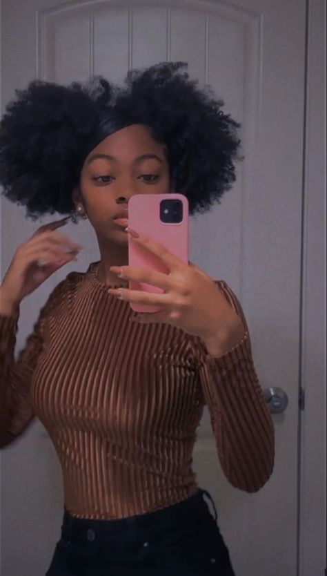 Big Puffs Natural Hair, Two Big Puffs Natural Hair, Two Puffs With Swoop, Puff Ball Hairstyle, Puff Balls Hairstyle Natural Hair, Puff Ball Hairstyle Natural Hair, Two Afro Puffs, Two Puffs Natural Hair Hairstyles, Two Puffs