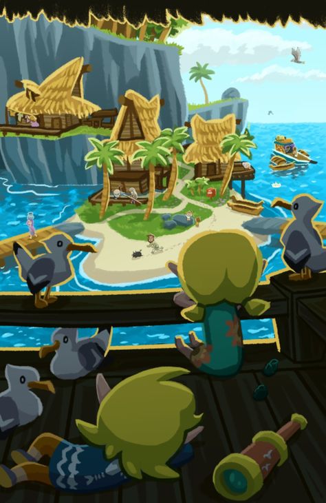 Outset Island, Kakariko Village, The Wind Waker, Zelda Funny, Video Game Fan Art, Hyrule Warriors, Link Zelda, Wind Waker, Nintendo Art