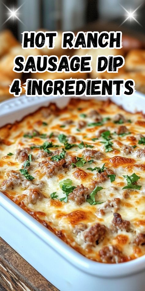 Dip With Breakfast Sausage, Hot Ranch Sausage Dip, Hot Sausage Dip Recipes, Hot Sausage Dip Crockpot, Sausage Dips And Appetizers, Appetizer Recipes For Crockpot, Hot Sausage Cheese Dip, Dips With Sausage, Ground Sausage Dip