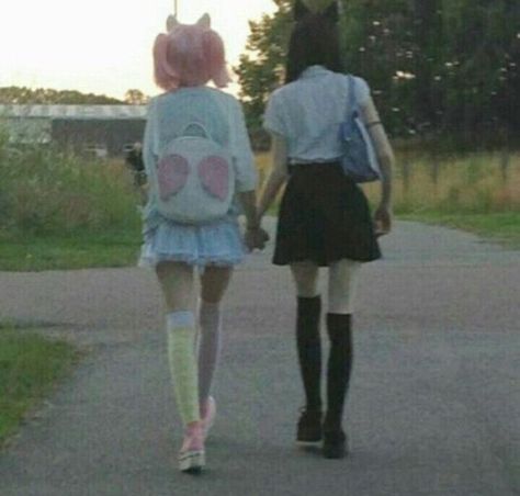 Two Girls, The Road, Walking, Road