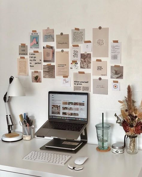 Work Desk Decor, Desk Organisation, Desk Aesthetic, Study Desk Decor, Study Decor, Desk Inspiration, Desk Makeover, White Desk, Desk Inspo