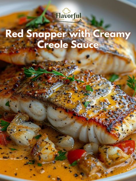 Flavorful side | 🐟🍲 Red Snapper with Creamy Creole Sauce 🍲🐟 | Facebook Healthy Snapper Recipes, Steamed Red Snapper, Red Snapper With Creole Sauce, Snapper Marinade, Red Snapper With Creamy Creole Sauce, Red Fish Recipes, Goat Water, Chef Girl, Red Snapper Recipes