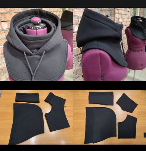 Diy Cowl Hood, Cowl Hood Pattern Sewing, How To Sew A Hood, Balaclava Pattern Sewing, Balaclava Sewing Pattern, Hood Sewing Pattern, Hood Pattern Sewing, Balaclava Pattern, Hoodie Sewing