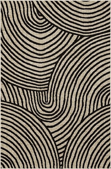 Abstract arching black lines boldly are layered over a modern neutral space-dye canvas in the contemporary design of the Bobby Berk by Karastan Remolino Area Rug. A creative collaboration between design guru, Bobby Berk, and renowned luxury flooring maker, Karastan, the curated styles of this collection mix legendary craftsmanship with hip, urban style. Ideal for enchanting entryways, living rooms, bedrooms, offices, dining areas and more, the patterns of this collection reflect Bobby Berk's signature style, infused with a youthful spirit that perfectly fits any lifestyle. Thoughtfully rendered with a blend of the finest quality yarns, this collection is designed to beautifully wear overtime for an enduring elegance that lasts. Tufted Rug Wall Hanging, Modern Geometric Pattern Design, Abstract White Background, Black Rugs, Black And White Rug, Creative Collaboration, Bobby Berk, Geometric Rugs, Abstract Trees