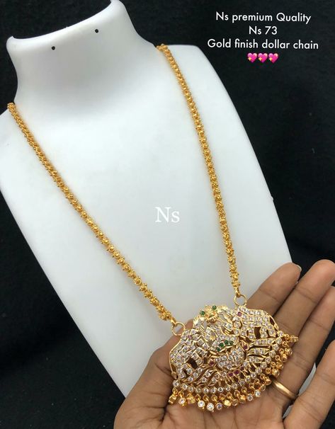 Dollar Chain Gold, Dollar Chain Gold Indian, Gold Chain Designs For Women, Dollar Chain, Vanki Designs Jewellery, Matte Jewelry, Hindu Jewelry, Plain Gold Bangles, Traditional Wedding Jewellery