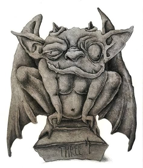 Gargoyle Gargoyles Art Drawing, Cartoon Gargoyle, Gargoyle Drawing Sketch, Bremen Aesthetic, Gargoyle Character Design, Gargoyle Reference, Gargoyle Sketch, Cute Gargoyle, Gargoyle Drawing