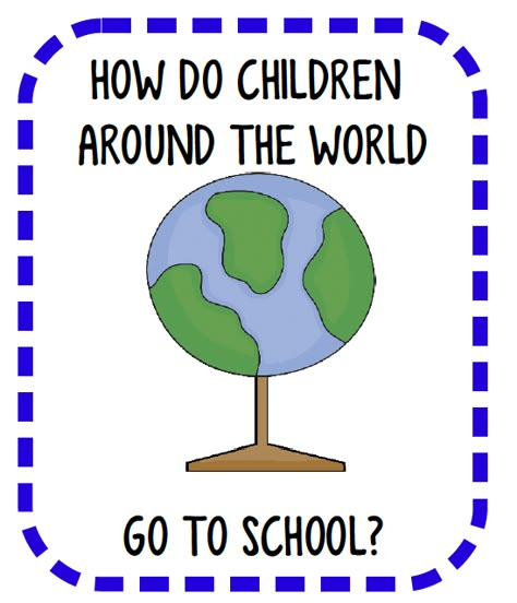 How do children around the world go to school?  Great beginning of the year lesson.  FREE printable. Study Illustration, Teaching Elementary School, Kindergarten Social Studies, Schools Around The World, World Thinking Day, Global Awareness, Cultural Awareness, Teaching Social Studies, Global Education