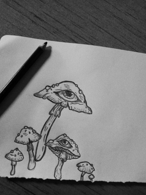 Shroom Drawings Trippy, Art With Rapid, Mushroom With Eyes Tattoo, Eye Mushroom Art, Shrooms Drawings, Dreamcore Tattoo, Mushroom Eye Tattoo, Mushroom With Eyes Drawing, Mushroom Eye Drawing