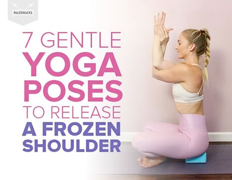 7 Gentle Yoga Poses to Release a Frozen Shoulder Frozen Shoulder Exercises, Free Yoga Workouts, Shoulder Impingement, Different Types Of Yoga, Shoulder Pain Relief, Frozen Shoulder, Fitness Home, Frosé, Easy Yoga Poses