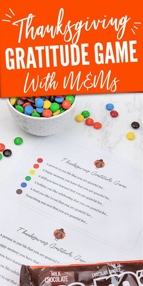 Thanksgiving Gratitude Game | Play with M&M Candies! Gratitude Game, Thanksgiving Table Settings Diy, Family Gratitude, Thankful Tree, Thanksgiving Gratitude, M&m Game, Thanksgiving Activities For Kids, Thanksgiving Table Settings, Thanksgiving Games