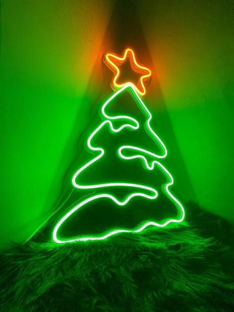 Neon Christmas Decor, Neon Signs Aesthetic, Neon Sign Party, Christmas Neon Sign, Sign Christmas Tree, Neon Christmas, Neon Flex, Custom Neon Lights, Neon Decor