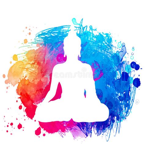 Buddha Silhouette, Budha Art, Tattoo Yoga, Yoga Spirituality, Sitting Buddha, Bodhi Tree, Chakra Colors, Buddha Painting, Yoga Art