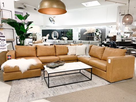 Calgary's Premium Leather Gallery Caramel Leather Sectional, Leather Sectional Decor, Cognac Leather Couch Living Rooms, Large Leather Sectional, Brown Sectional Living Room, Tan Leather Sectional, Leather Sectional Living Room, Leather Couch Sectional, Leather Sectionals